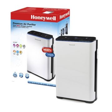Purificator de aer True Honeywell, 187 m3/h, touchscreen, senzor LED, filtru HEPA, 5 moduri, Alb/Negru