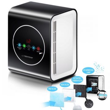 Dispozitiv de sterilizare cu lampa uv-c, purificare aer 30 mch 10w, 3 filtre, suprafata 20 mp, afisaj lcd, timer