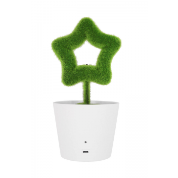 Purificator de Aer, ionizator, in forma de Planta, Stea, pentru Casa si Birou, Cablu USB, Elimina mirosurile neplacute, Virusurile si Bacteriile, fara filtru, Design minimalist, Buton luminat LED, Alb/Verde