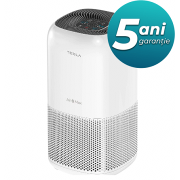 Purificator de aer Tesla Air6 MAX, CADR 400 m3/h, Wi-Fi, Senzor calitate aer, Sleep Mode, Timer, Filtru HEPA+Carbon Activ+Catalyst, Lumina UV-C, Alb Purificator de aer Tesla Air6 MAX, CADR 400 m3/h, Wi-Fi, Senzor calitate aer, Sleep Mode, Timer, Filtru HEPA+Carbon Activ+Catalyst, Lumina UV-C, Alb