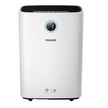 Purificator Si Umidificator De Aer 2 In 1 Philips Cu Mod Nocturn, Compatibilitate Aplicatie, Afisaj Calitate Si Umiditate Aer, Cadr 250 M³/h, Pana La 30 M², Cronometur, Alb