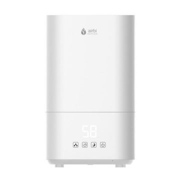 Umidificator cu ultrasunete Airbi Cuboid Alb, afisaj umiditate, temporizator, difuzor aromaterapie, mod nocturn